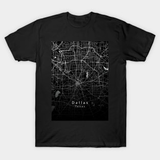 Dallas Texas City Map dark T-Shirt